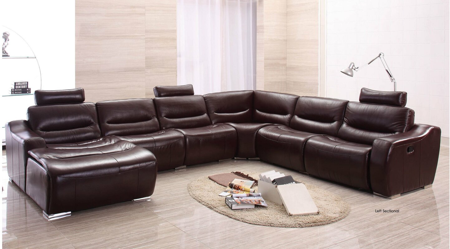 NociDesign Leather Reclining Sectional & Reviews Wayfair